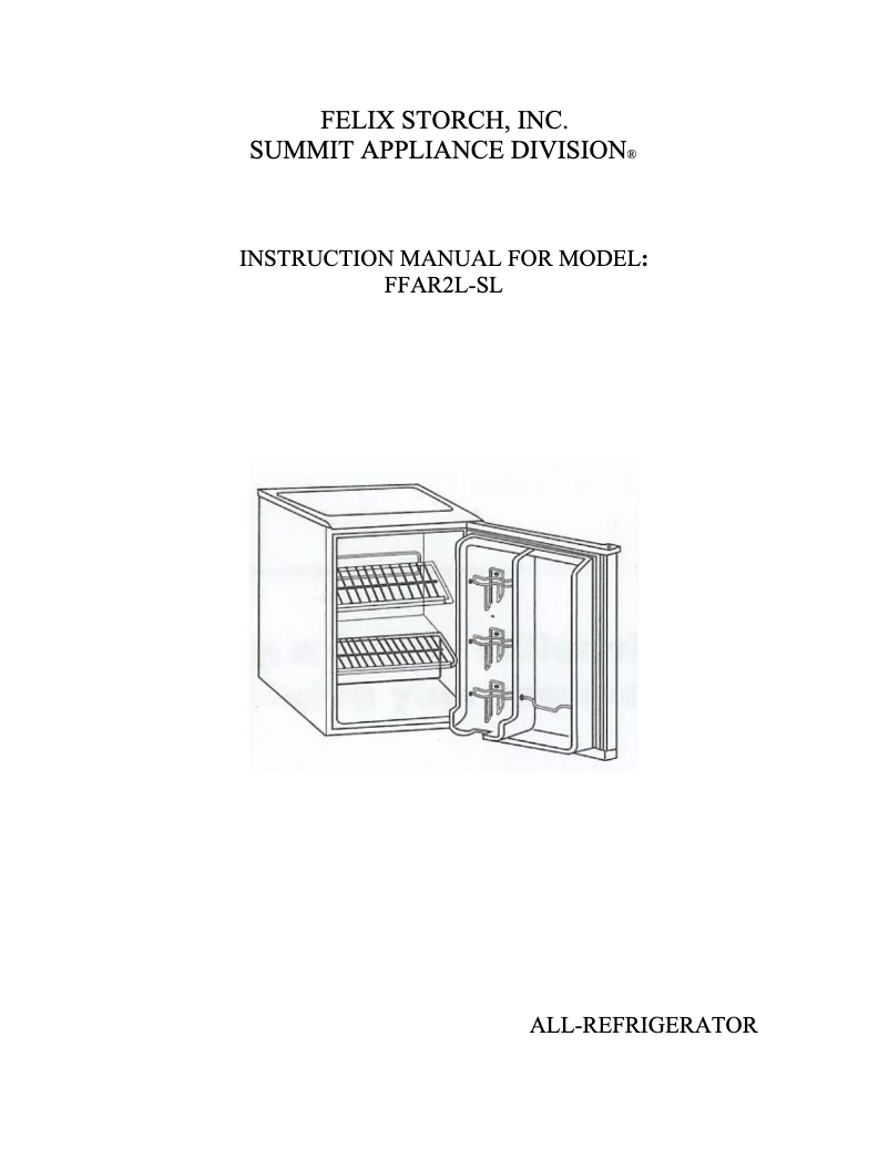 Image de la première page du manuel de l'appareil FFAR2L7CSS