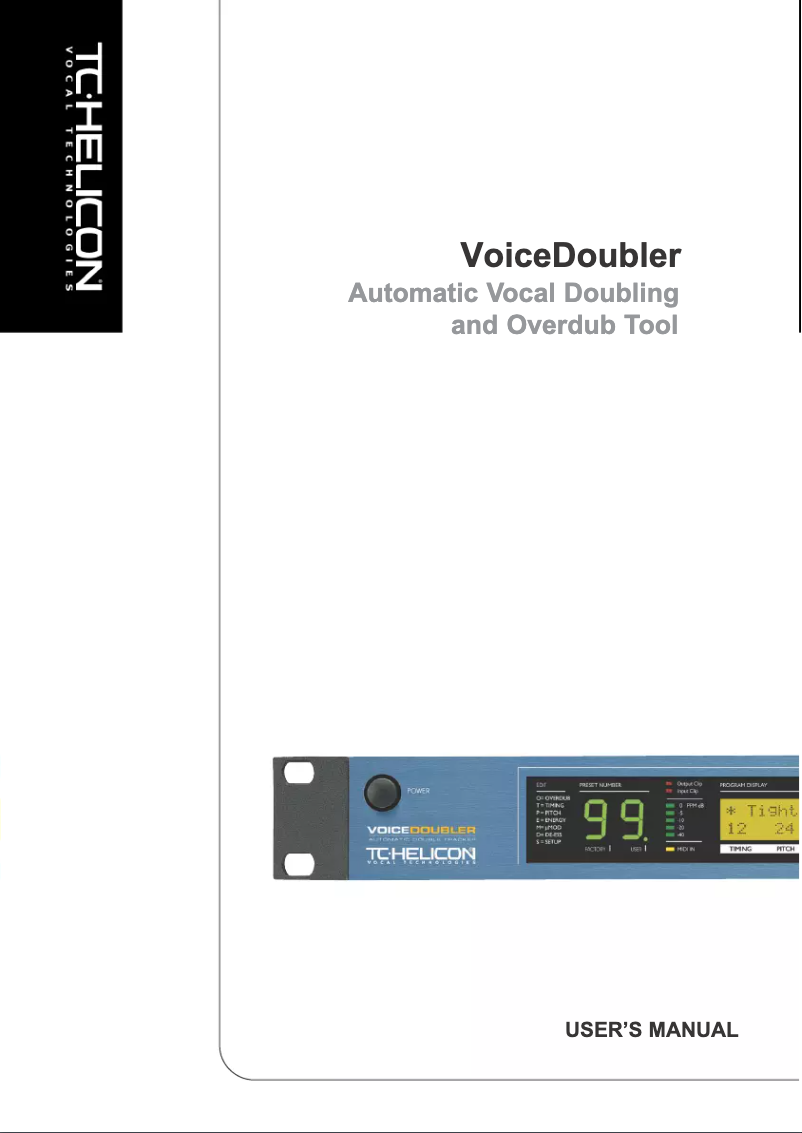 Page n°1 - Manuel utilisateur TC Helicon VoiceDoubler