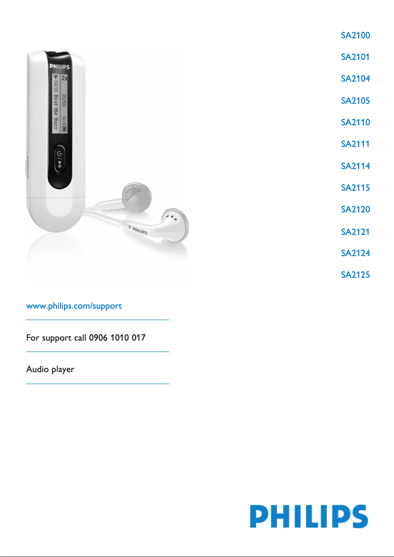 Image de la première page du manuel de l'appareil GoGear SA2125