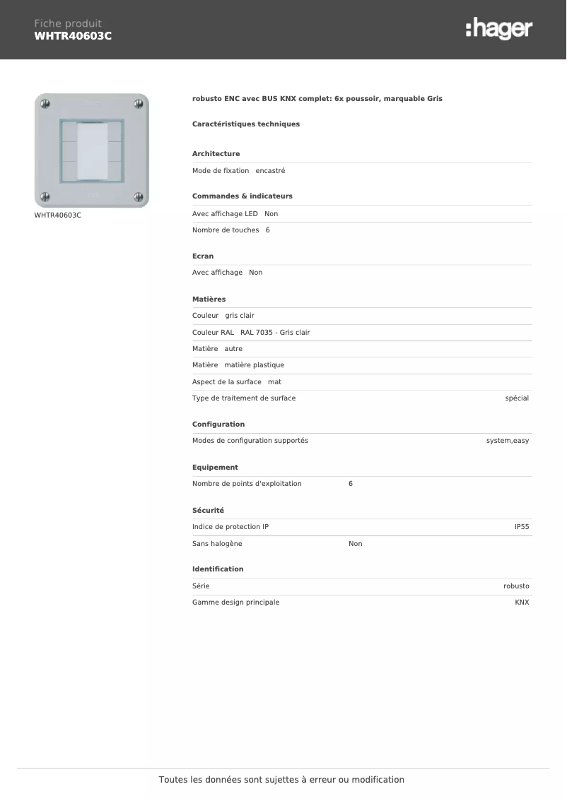 Image de la première page du manuel de l'appareil WHTR40603C