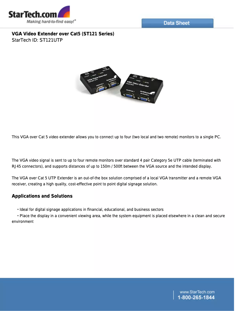 Page 1 de la notice Brochure StarTech.com ST121