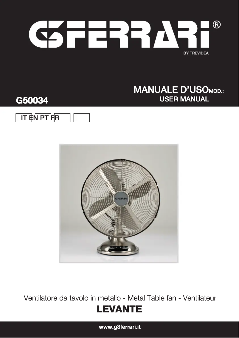 Image de la première page du manuel de l'appareil Levante G50034