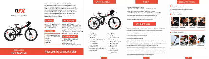 Page 1 de la notice Manuel utilisateur QFX BIK-26