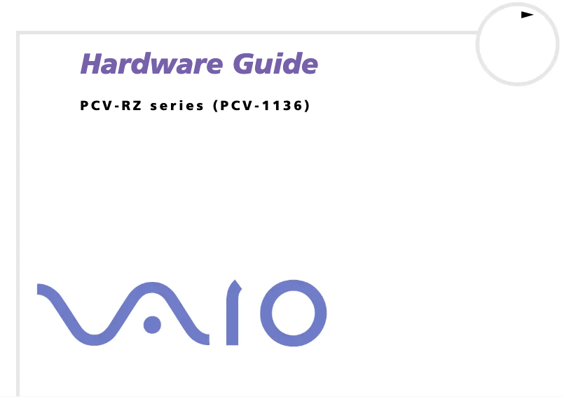 Page n°1 - Manuel utilisateur Sony Vaio PCV-RZ402P