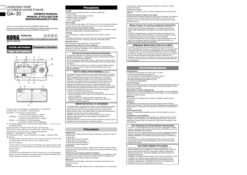 Image de la première page du manuel de l'appareil GA-30