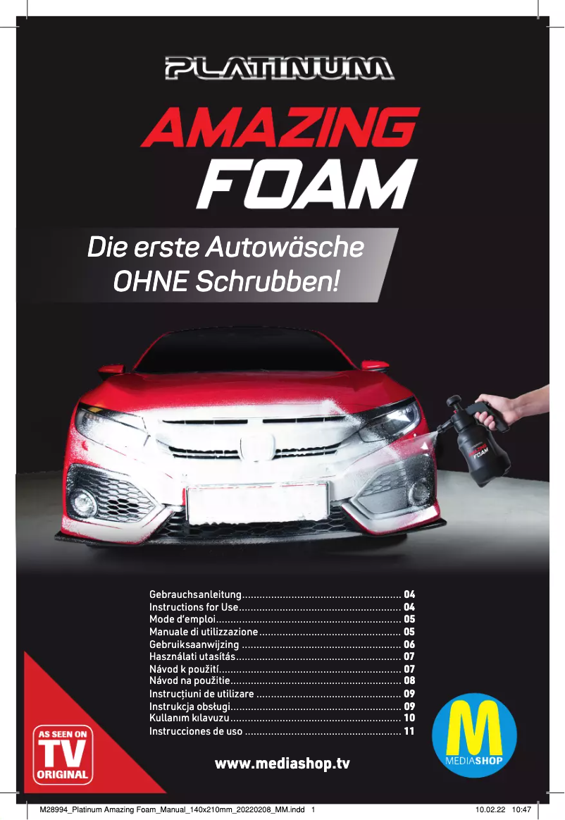 Página 1 del manual Manual de usuario Platinum Amazing Foam