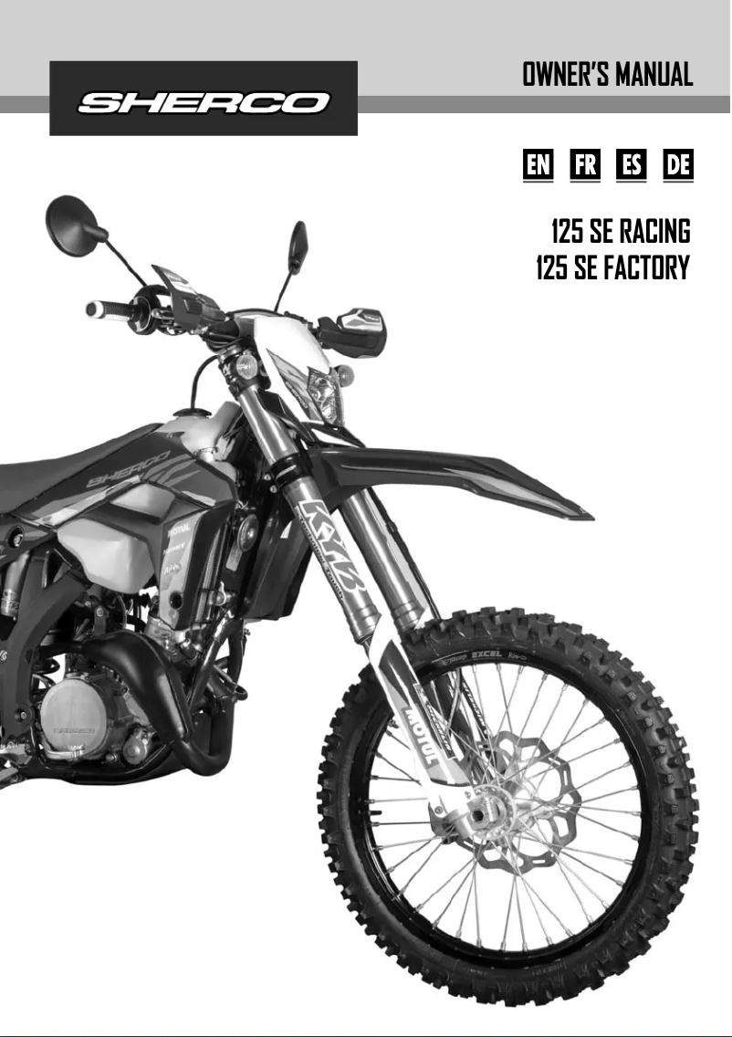 Page 1 de la notice Manuel utilisateur Sherco 125 SE (2024)