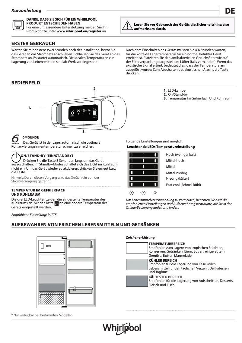 Page 1 de la notice Mode d'emploi Whirlpool ARG 7342 FR