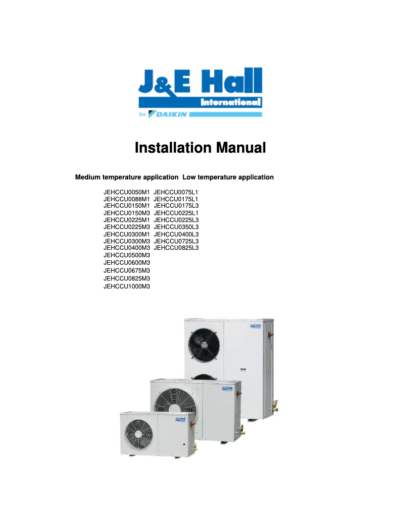 Page 1 de la notice Guide d'installation Daikin JEHCCU0067CM1