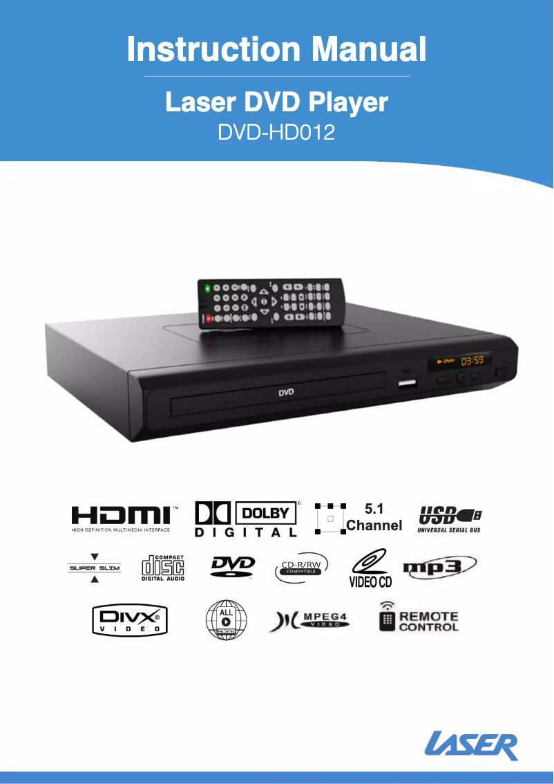 Page 1 de la notice Manuel utilisateur Laser DVD-HD012