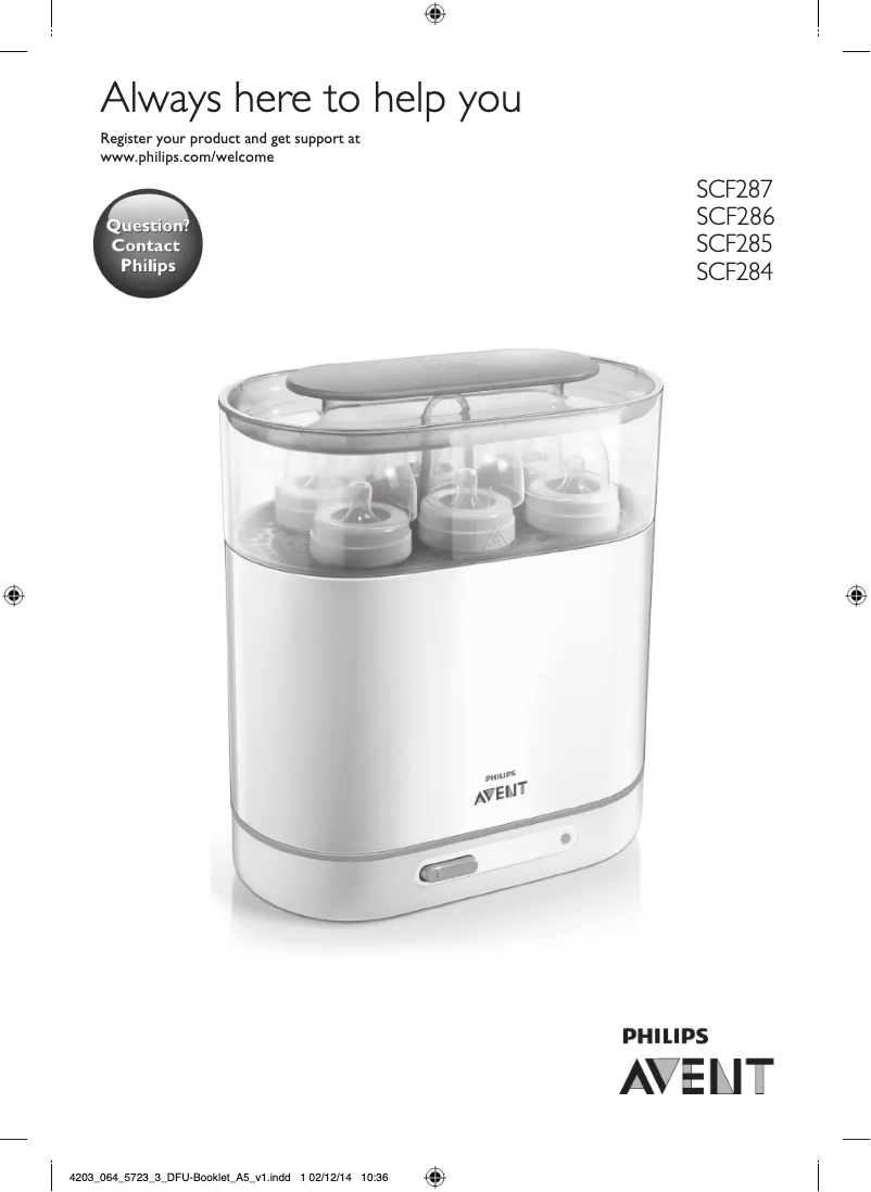 Image de la première page du manuel de l'appareil Avent SCF287
