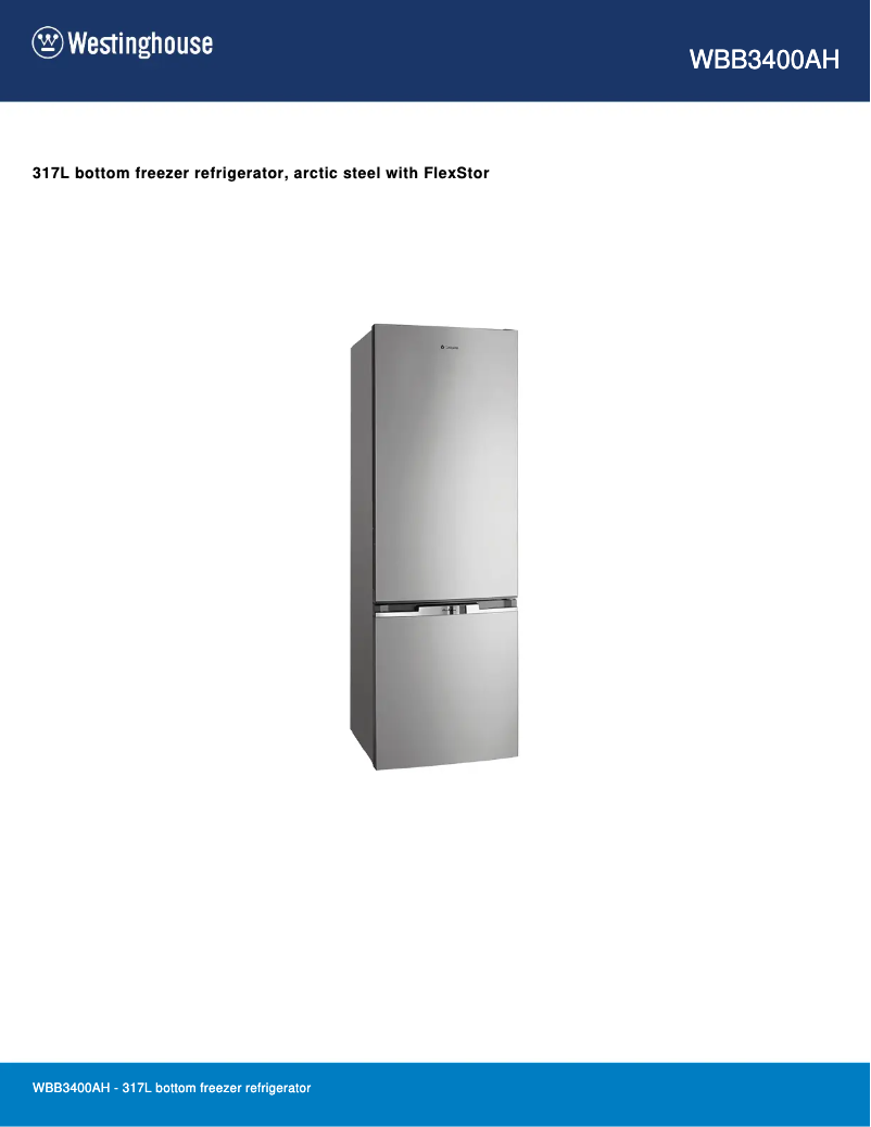 Page 1 de la notice Fiche technique Westinghouse WBB3400AH