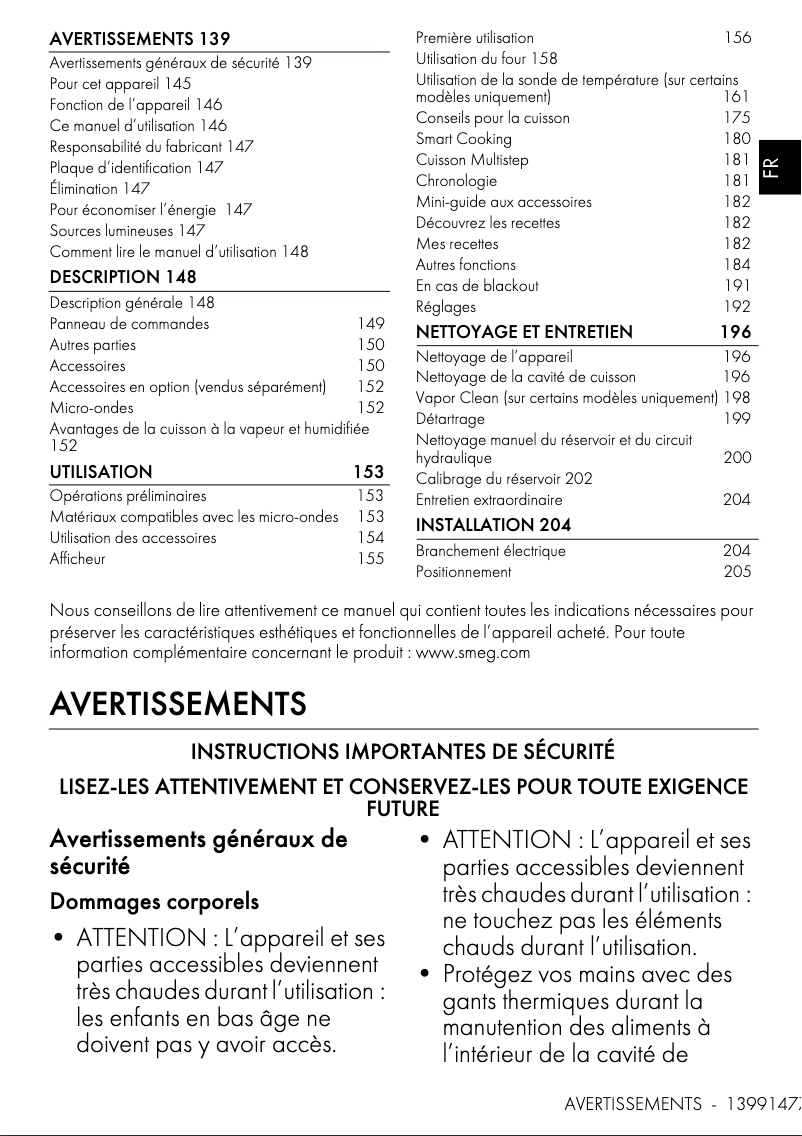 Page 1 de la notice Manuel utilisateur Smeg SO6104APB3