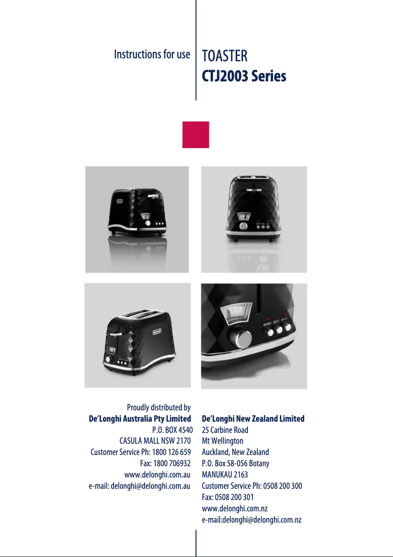 Page n°1 - Manuel utilisateur DeLonghi Brillante CTJ 2003