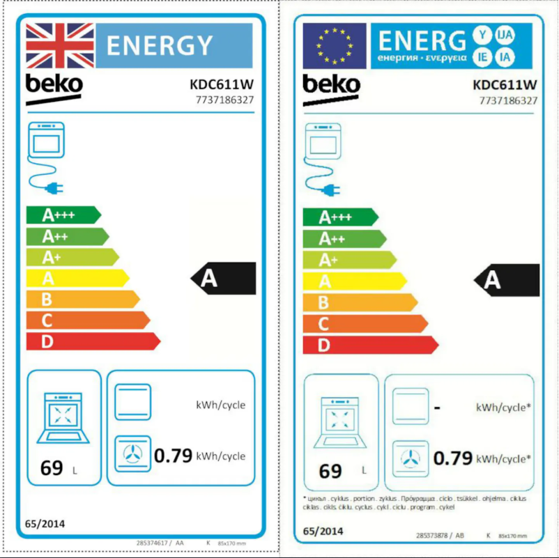 Page 1 de la notice Label énergétique Beko KDC611