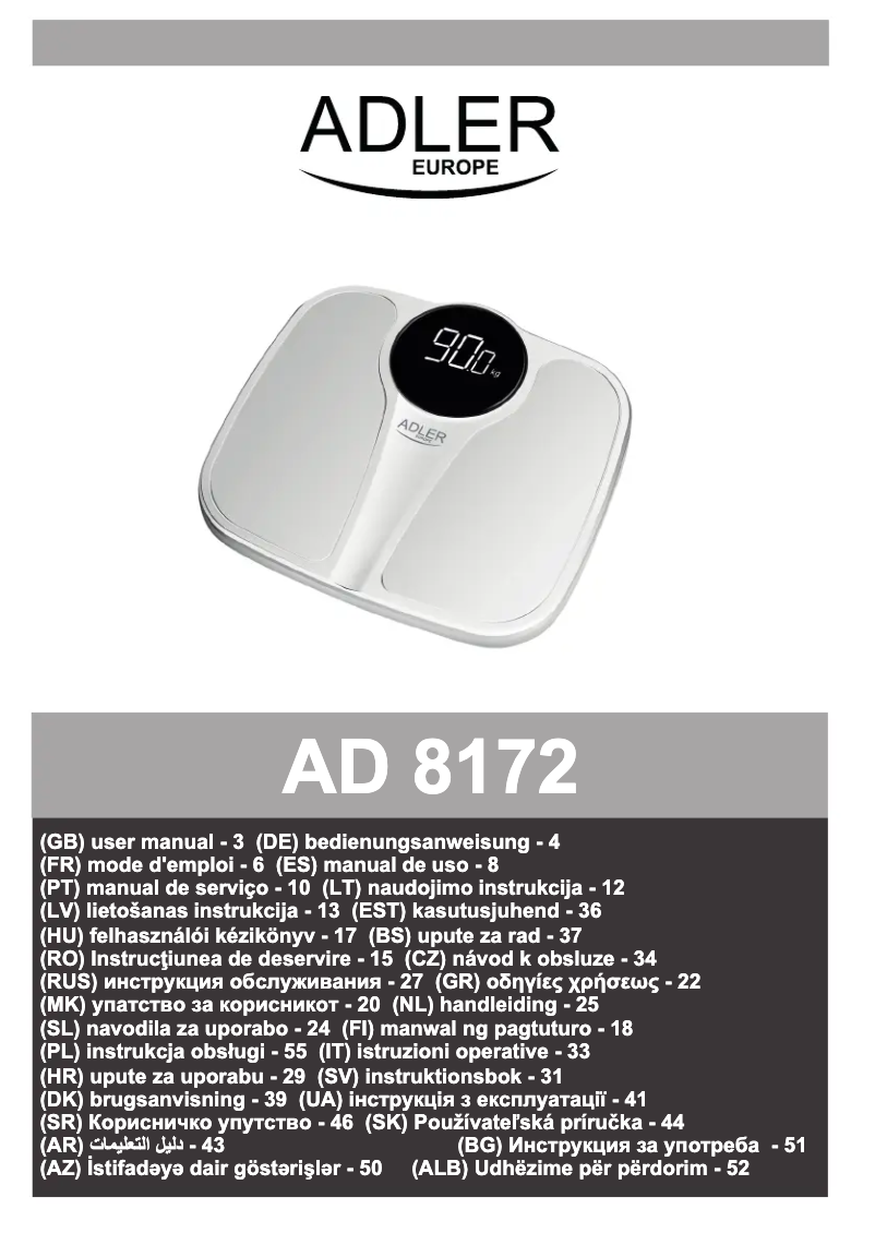 Image de la première page du manuel de l'appareil AD 8172