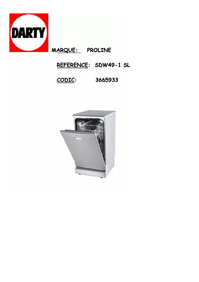 Image de la première page du manuel de l'appareil SDW49