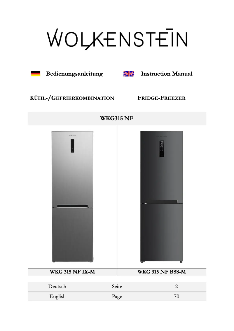 Image de la première page du manuel de l'appareil WKG315NF BSS-M