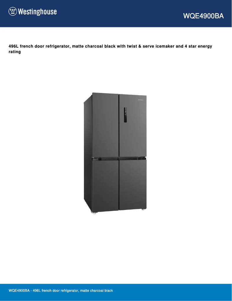 Image de la première page du manuel de l'appareil WQE4900BA