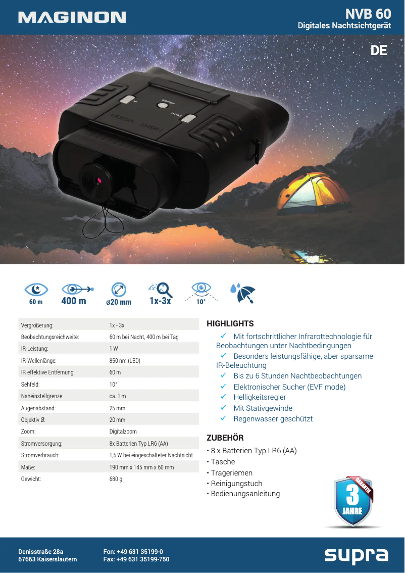 Image de la première page du manuel de l'appareil NVB 60