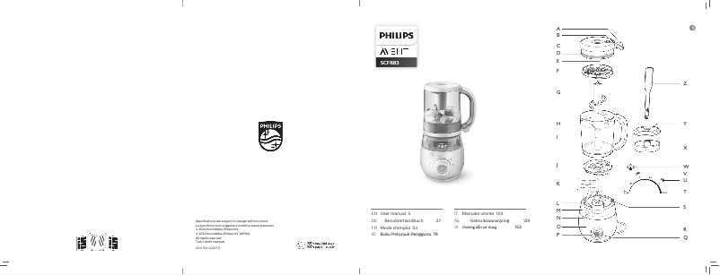 Image de la première page du manuel de l'appareil Avent SCF883