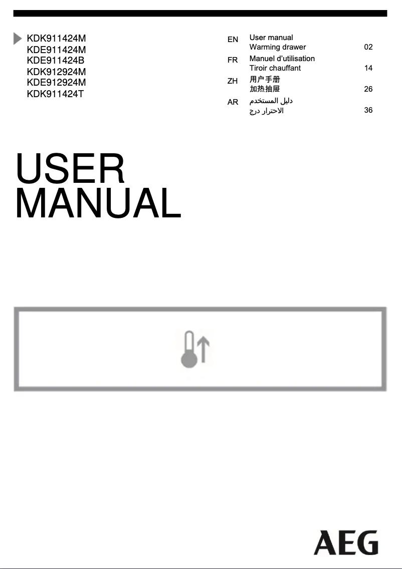 Page 1 de la notice Manuel utilisateur AEG KDK911424T
