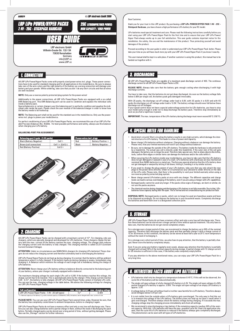 Page n°1 - Manuel utilisateur LRP LiPo Power Pack 3000