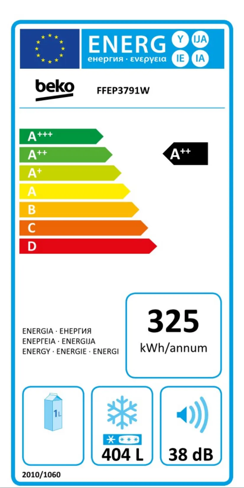 Page n°1 - Label énergétique Beko FFEP3791