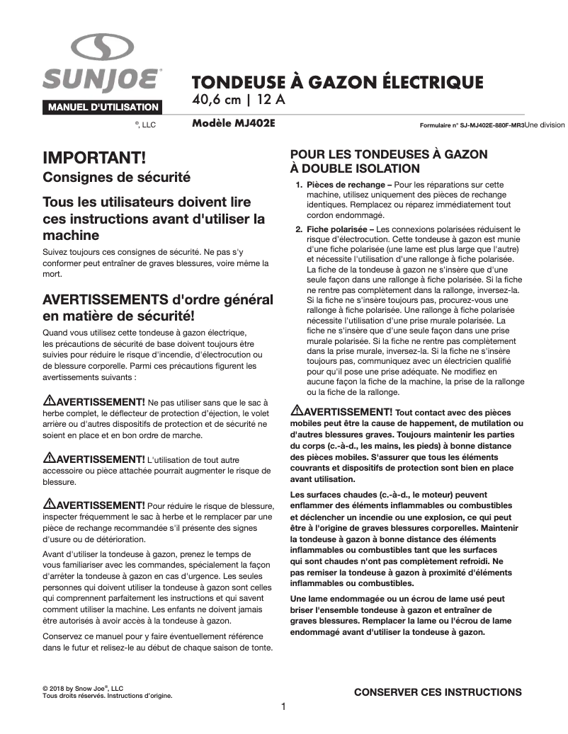 First page image of the manual for MJ402E