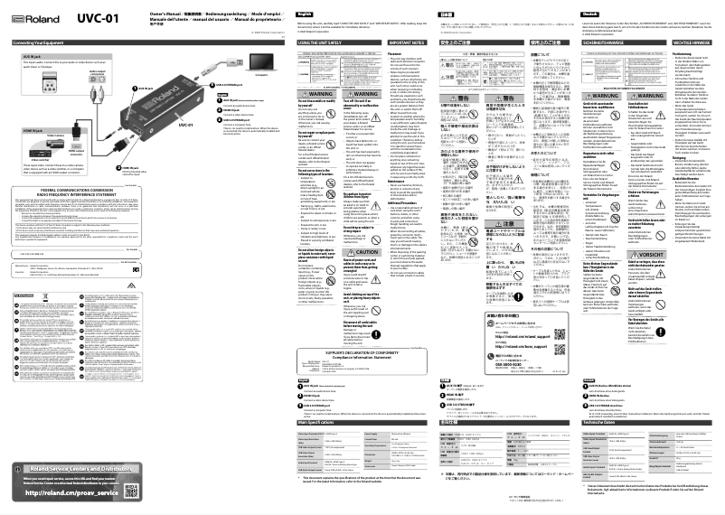 Page n°1 - Manuel utilisateur Roland UVC-01