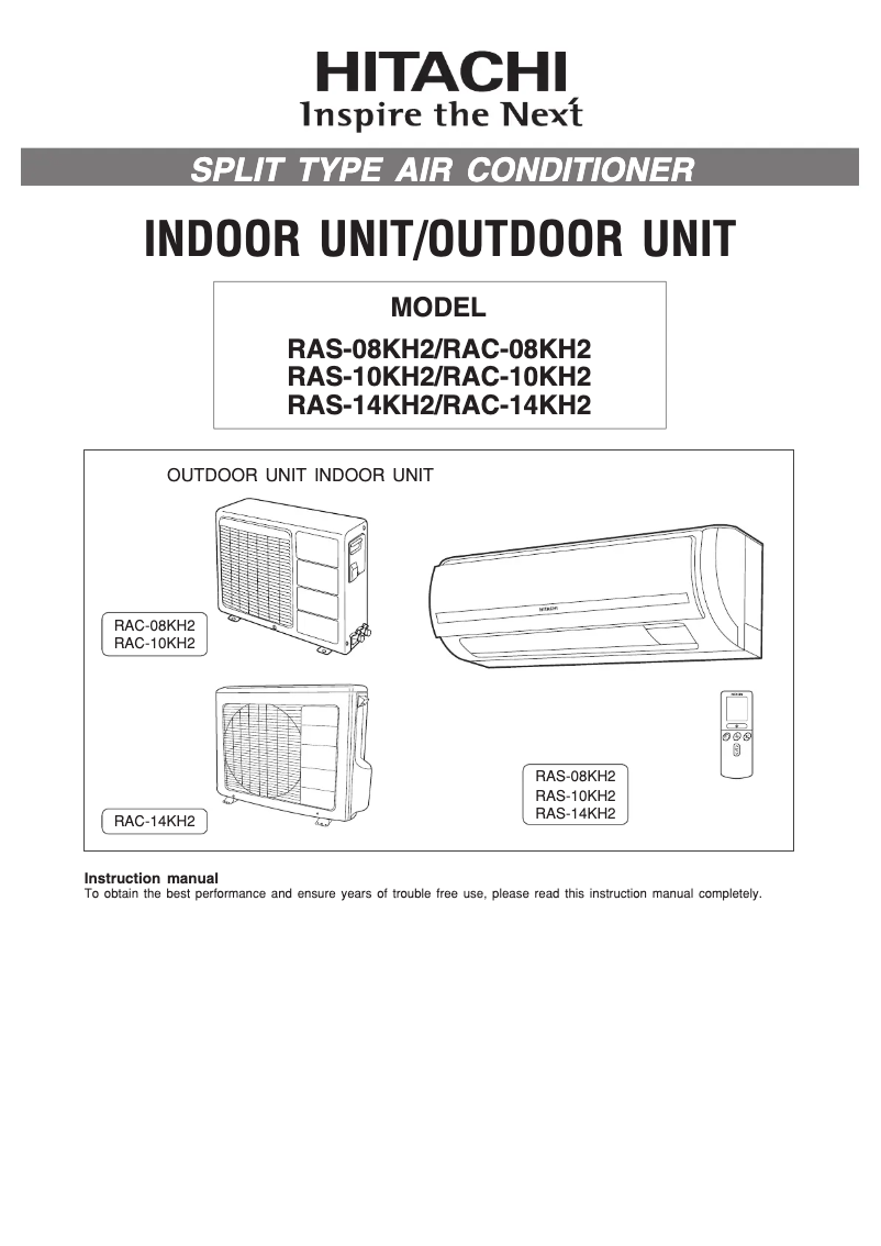 Page 1 de la notice Manuel utilisateur Hitachi RAC-08KH2