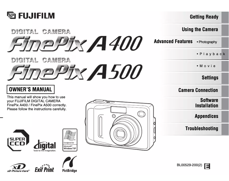 Page n°1 - Manuel utilisateur Fujifilm FinePix A500