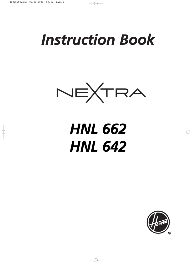 Page n°1 - Manuel utilisateur Hoover HNL 642 Nextra
