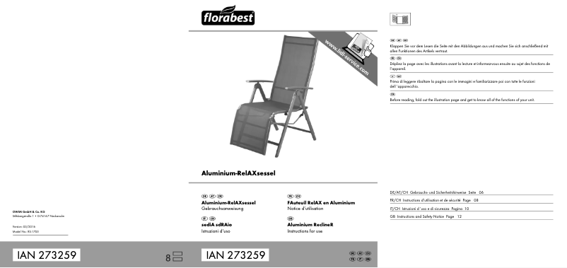 Page 1 de la notice Manuel utilisateur Florabest IAN 273259