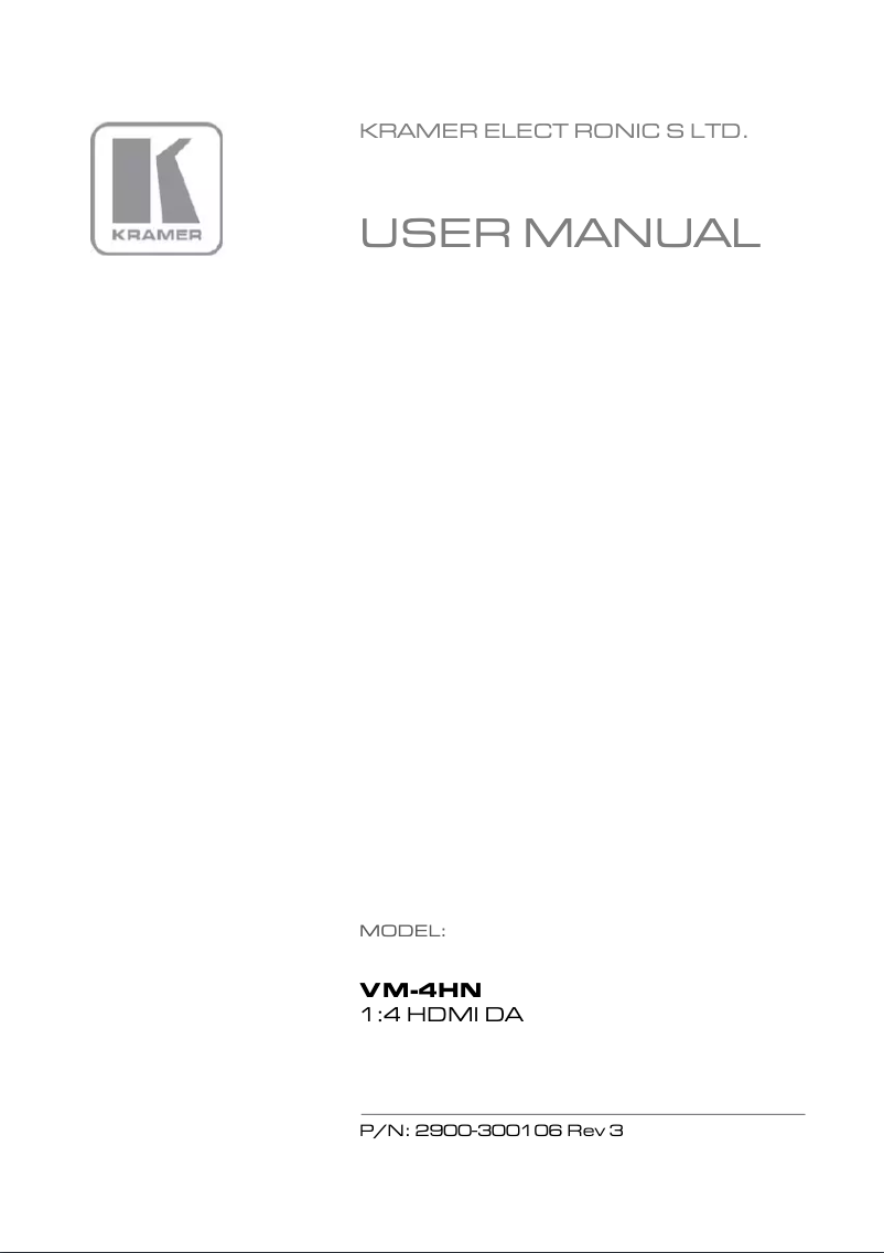 Page 1 de la notice Manuel utilisateur Kramer VM-4HN
