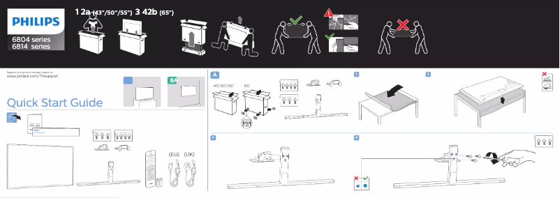 Page 1 de la notice Guide de démarrage rapide Philips 65PUS6814