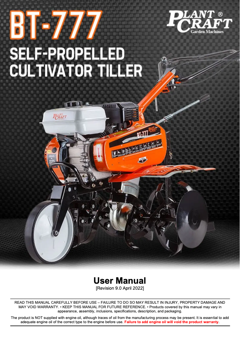 Page n°1 - Manuel utilisateur Plant Craft BT-777