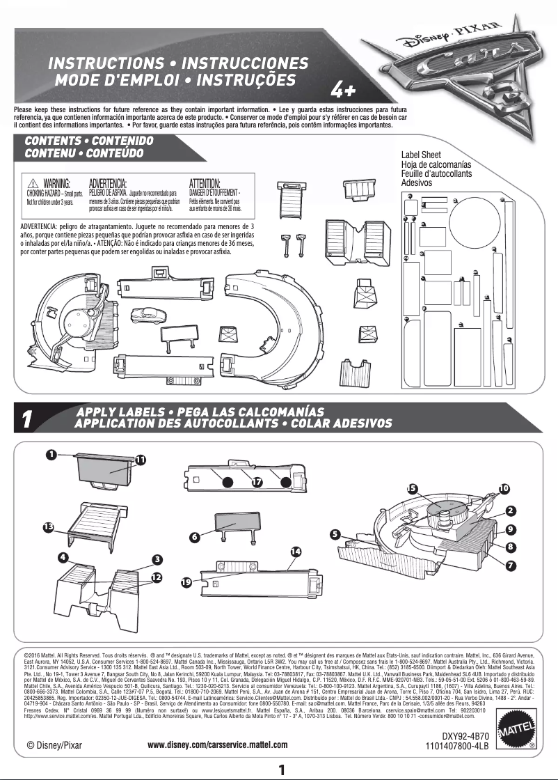 Page 1 de la notice Manuel utilisateur Mattel DXY92