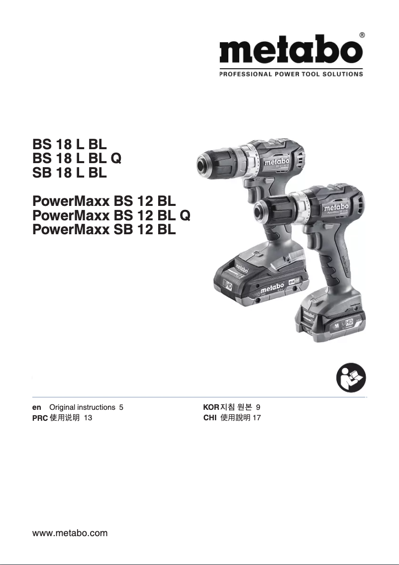 Page 1 de la notice Manuel utilisateur Metabo BS 12 BL Quick