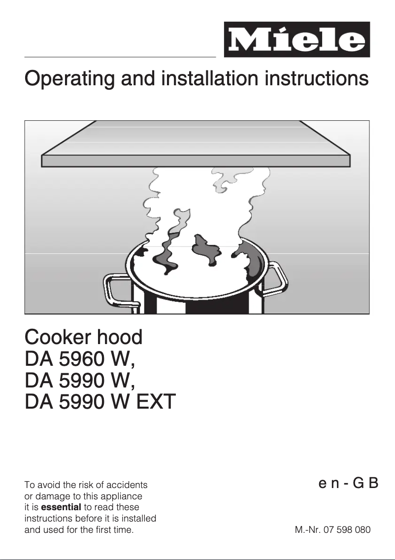 Page 1 de la notice Manuel utilisateur Miele DA 5990 W Ext
