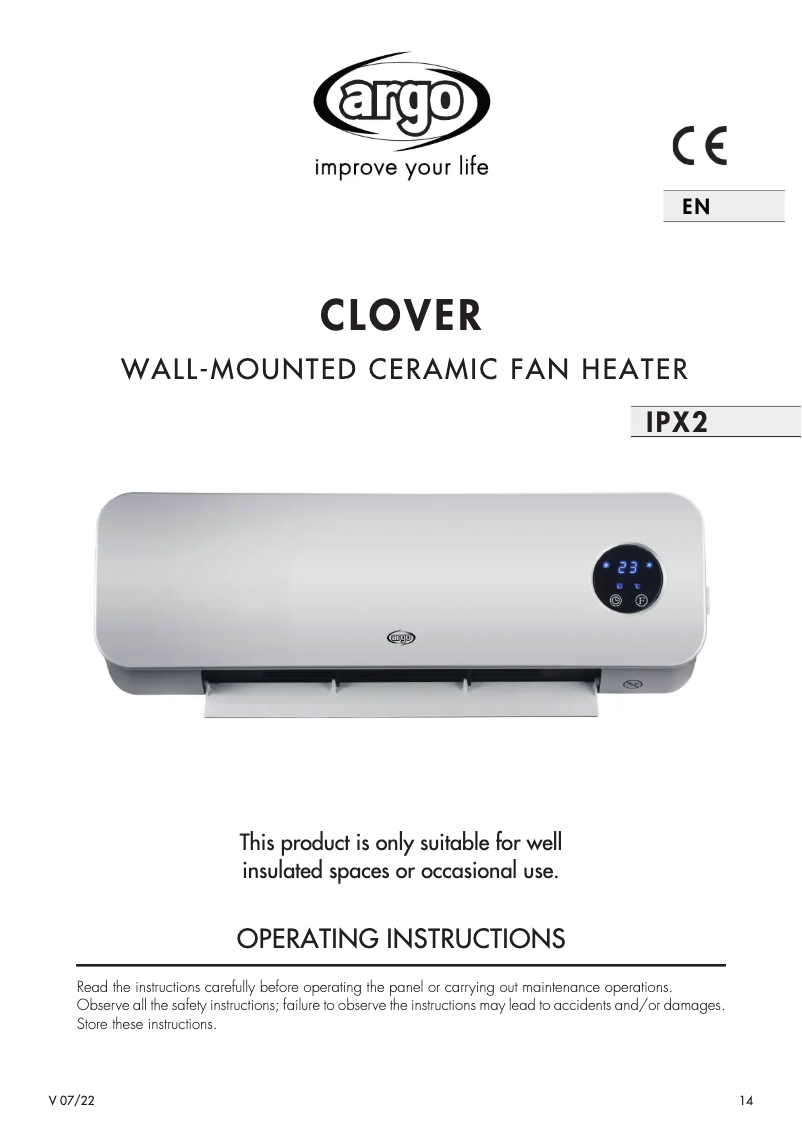 Page n°1 - Manuel utilisateur Argoclima Clover
