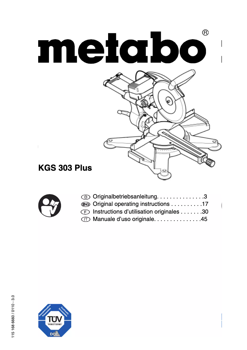Image de la première page du manuel de l'appareil KGS 303 PLUS
