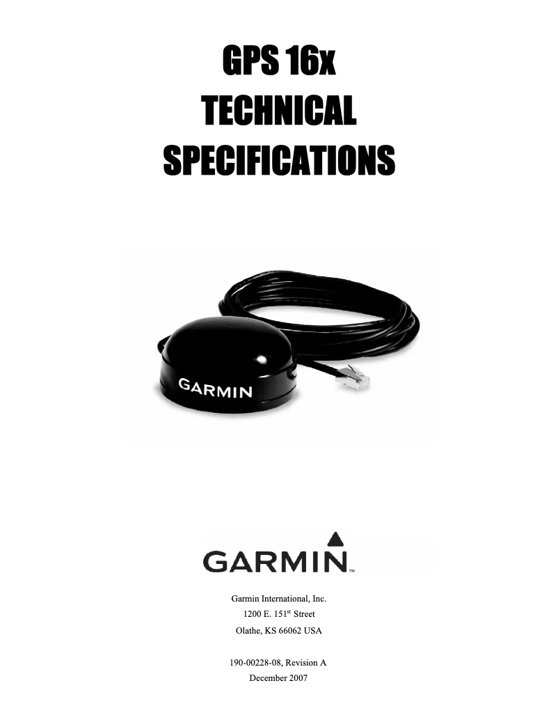 Page n°1 - Manuel utilisateur Garmin GPS 16x