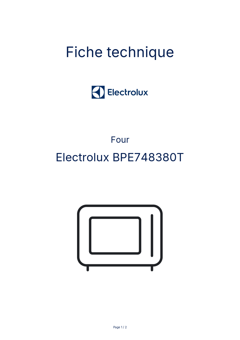 Page n°1 - Fiche technique Electrolux BPE748380T