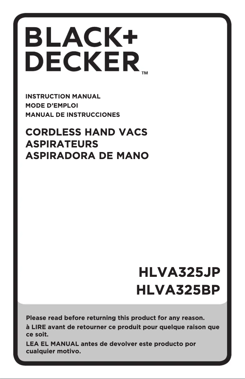 Page 1 de la notice Manuel utilisateur Black & Decker HLVA325BPS