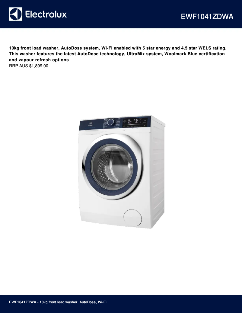 Image de la première page du manuel de l'appareil EWF1041ZDWA