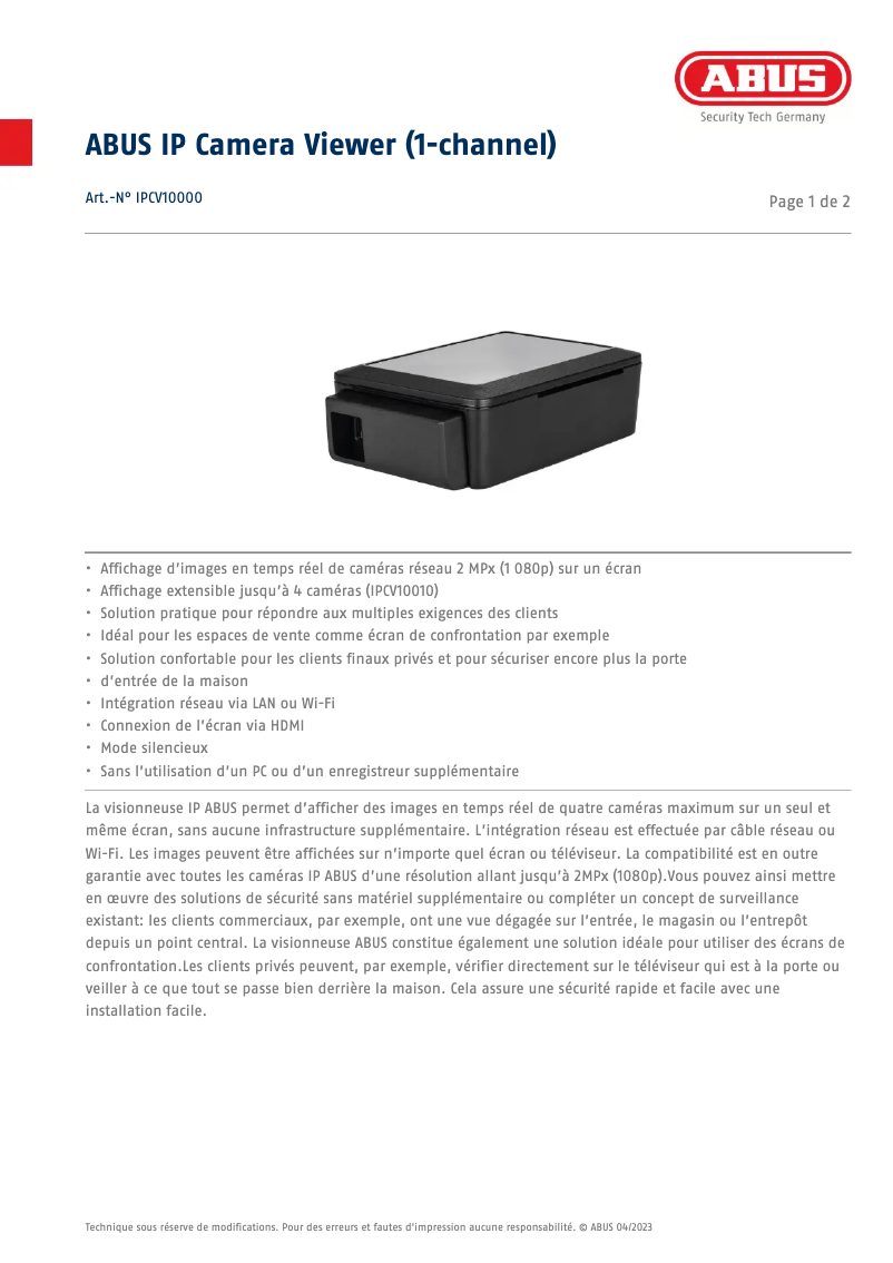 Imagen de la primera página del manual del dispositivo IPCV10000