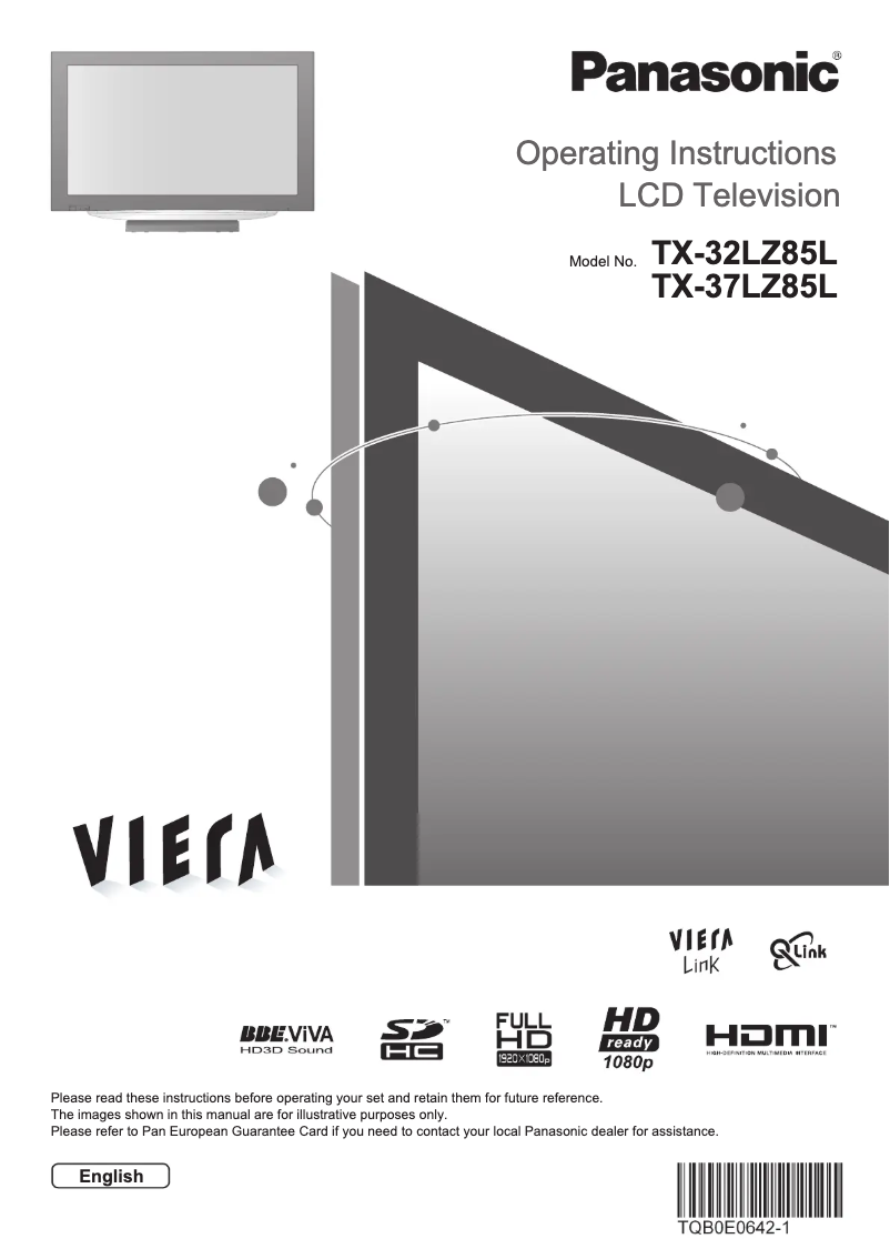 Page 1 de la notice Manuel utilisateur Panasonic Viera TX-37LZ85L