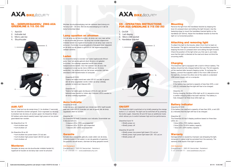 Página 1 del manual Manual de usuario AXA Greenline 8