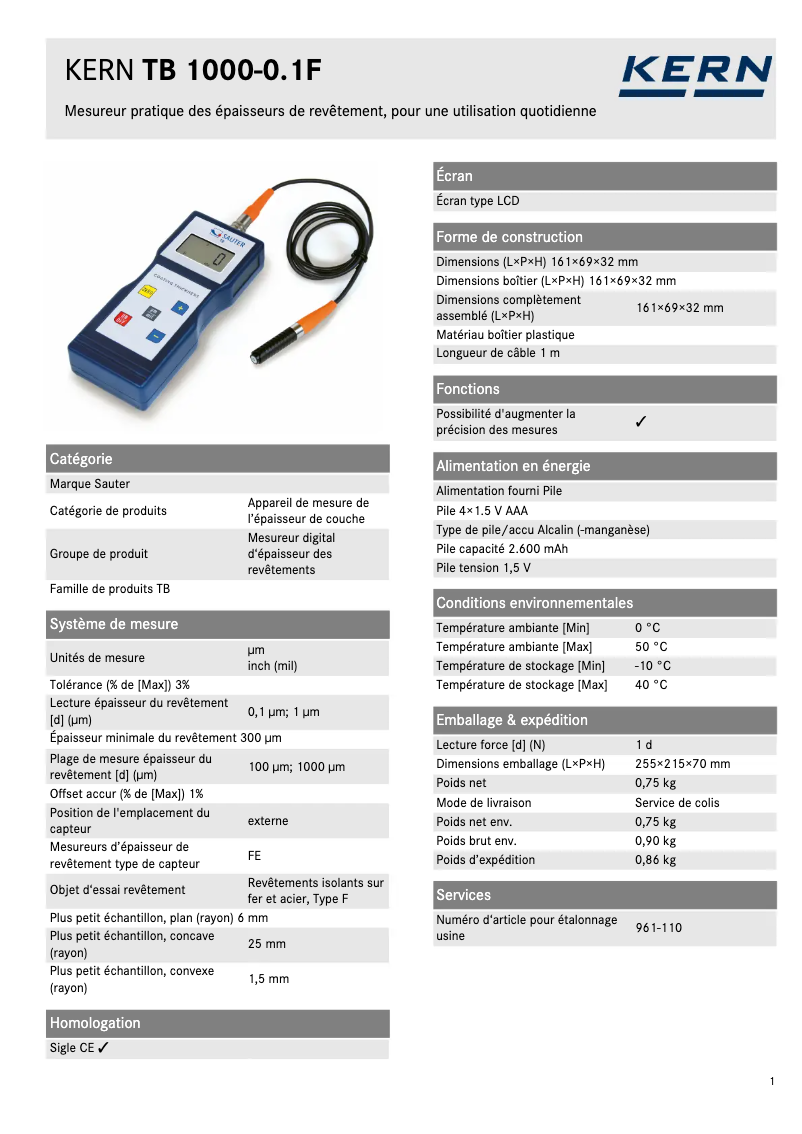 Imagen de la primera página del manual del dispositivo TB 1000-0.1F